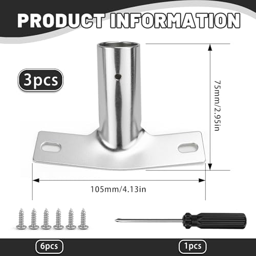 Metal Handle Holder for Broom Handle Holder Metal Holder Pack of 3 Handle Holder for Broom Handles Broom Handle Holder Including Screws Handle Holder for Telescopic Rod and Broom Handle