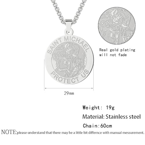 Saint Michael Pendant Necklace Stainless Steel Archangel Catholic Medal Amulet Protect US Necklace for Women Men