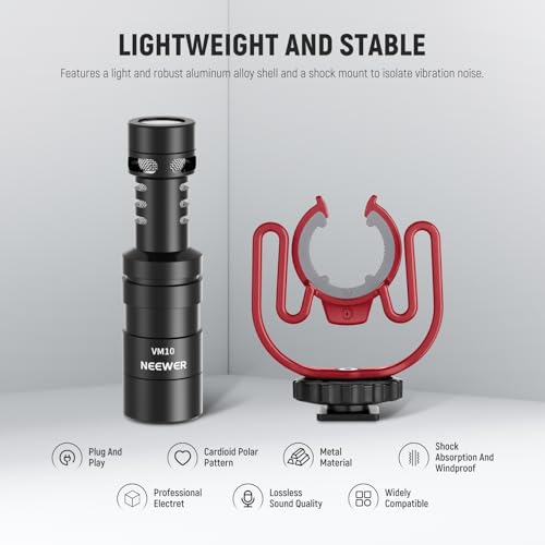 NEEWER VM10 Plug & Play Vlog Microphone for Camera, Mini Supercardioid Mic