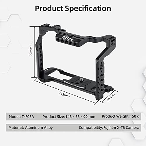 Nitze XT5 Cage for FUJIFILM X-T5 Camera - T-F03A