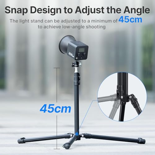 ULANZI Black Aluminum Light Stand, 6.32ft Extendable Tripod for Strobe Lights, Webcams, Cameras & Softboxes 6.3 ft