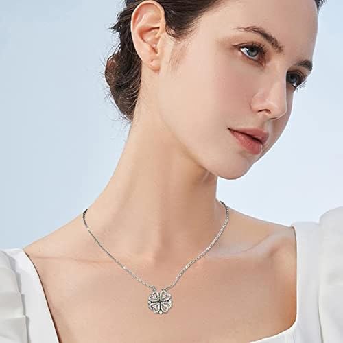 Chaine Argent Pendentif Trèfle à Quatre Feuilles Bijoux Élégant Cadeau Anniversaire Fête des Mères Saint Valentin Noël accessories fashion silver