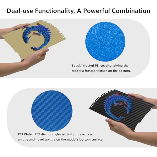Double Side PEI + PET Build Plate for Snapmaker U1, 3D Printer Textured PEI + Glossy PET Dual-Sided Build Plate Print Bed for U1 276x293mm PEI+PET
