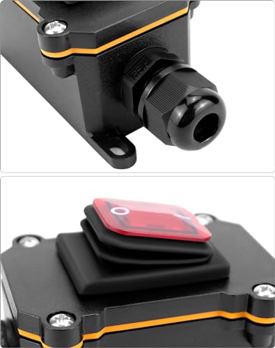 QWORK IP65 Waterproof Inline Cable Switch with Red Indicator Light 12-24V 30A DPST Rocker Switch Dual Position On/Off Rocker Switch