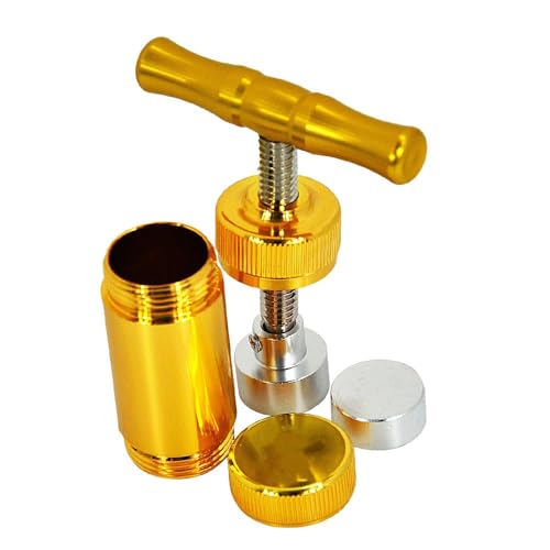 Pollen Press Tool T Shape Metal Spice Crusher Kief Press Tobacco Presser Pollen Presser Hand Tool for Pressing and Crushing Herb, Spice,Tobacco (Gold) Gold