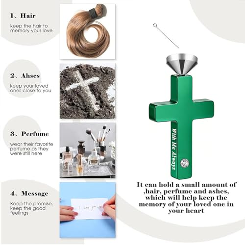 6Piece Cross Urn Necklace for Ashes for Men Women Cremation Jewelry for Ashes Stainless Steel Urns Locket Necklace Ashes Holder Pendant 6Pcs-Black
