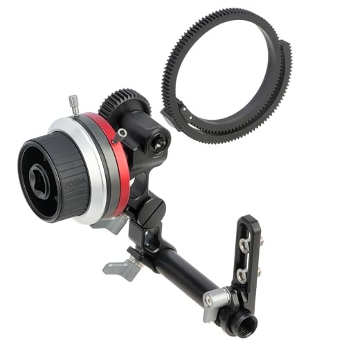 FOTGA Mini Follow Focus with A/B Stops & 15mm Rod Clamp, Gear Ring Belt & Extension Arm KIT for DSLR/Mirrorless Camera, Camera Cage Rig