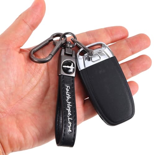 Mikovivi Christian Keychain for Men, Leather Christian Cross Key Chains with Screwdriver Religious Jesus Gift Keychain for Husband Dad Grandpa