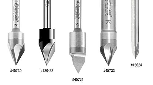 Amana Tool solid carbide 60-degree V-groove bit with 1/4-inch diameter and 1/4-inch shank