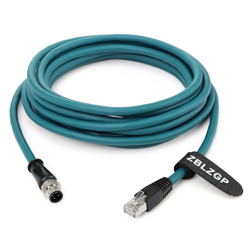 M12 D-Code 4-Pin Male to RJ45 Industrial Ethernet Cable, 2M (6.56ft), 24AWG CAT5e SFTP Shielded PVC, IP67 Waterproof, for Profinet, Cognex, Sick Sensor, Keyence Camera & PLC Dark Green