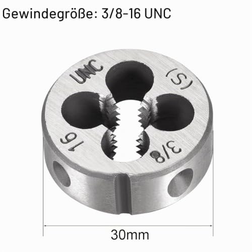 sourcing map Round Die UNF 3/8-16, American Cut-resistant Thread Cutting Dies Alloy Tool Steel Thread Repair Tool 3/8-16 UNC