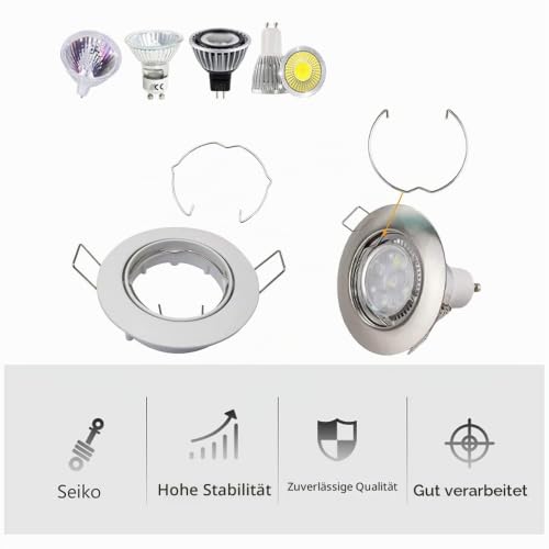 Pack of 20 Snap Rings for GU10 MR16 Diameter Downlight LED Halogen Lamp 50 mm | Retaining spring rings clips lamps clamp for halogen spotlights recessed spotlights