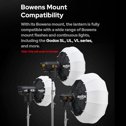 Godox CS-50T 50cm/19.6in Quick Release Lantern Softbox Professional Foldable Soft Box with Standard Bowen Mount for Photography Studio Photography (50cm/19.6in Softbox) 50cm/19.6in Softbox