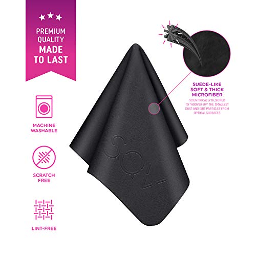 Premium Microfiber Cleaning Cloth 6x6 in - Extra Soft Suede Feel Lint Free Cloths for Eyeglasses & Glass - Compatible with iPad, iPhone, Tablet, MacBook, TV Screen, LCD, Camera Lens (24 Small, Black) 24 Small