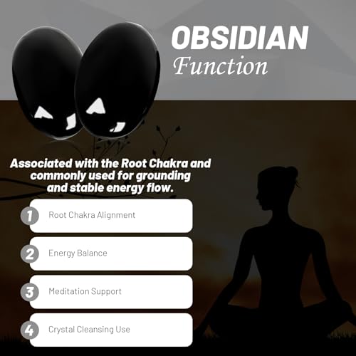 2.7''- 3.1'' Large Obsidian Palm Stone - 2 Pcs Black Obsidian Stone