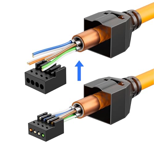 iwillink RJ45 Connector Toolless CAT7 Network Connector 10Gbps 4pcs | LAN plug Ethernet installation cable, premium LSA insulation terminal, CAT6 CAT6a CAT7 network cable, PoE support 4