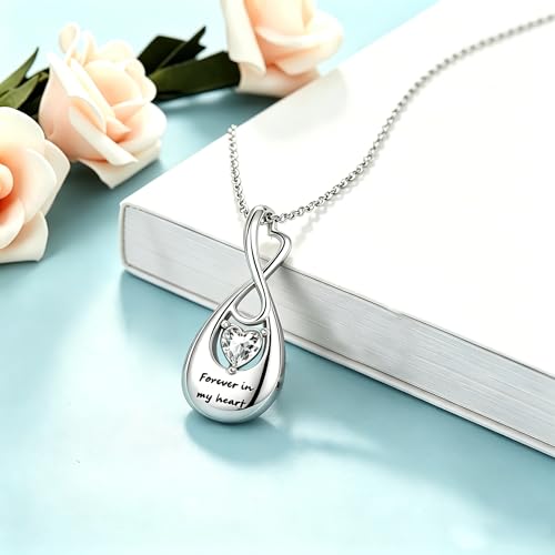 Cremation Inifinity Urn Necklace for Ashes in My Heart Dad/Mom/Grandma Stainless Steel Memorial Urn Pendant Ashes Holder Jewelry