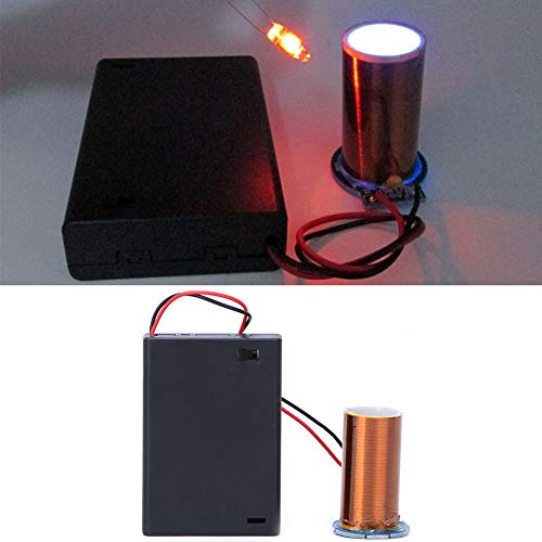 Mini Coil DIY Kit, Battery Operated, PVC Housing, 4 cm Height, 200 Windings, Arc-Free, with Circuit Board and Secondary Coil for Experiments