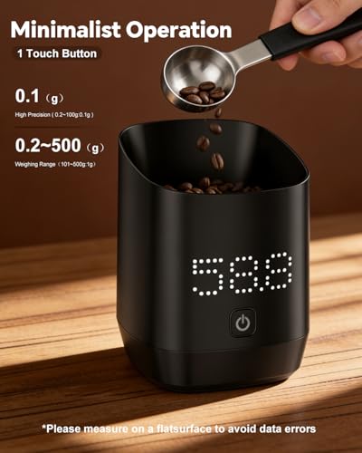 Coffee Scale with Timer, Digital Coffee Scales for Espresso & Pour Over, USB-C Rechargeable Barista Scale with External Display, Minimalist Design (Black)
