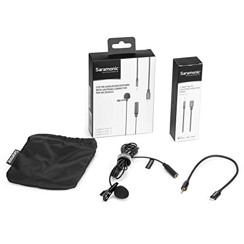 Saramonic LavMicro U1A Lavalier Lapel Microphone with Lightning for iPhone, or iPad with a Built-in 6.6-Foot (2m) Cable for Vlogging, Interviews, YouTube, TikTok, Live Streaming Lightning - 6.6'