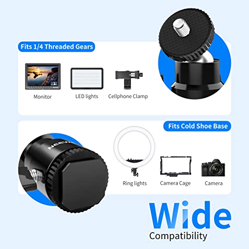 Neewer Mini Ball Head with Cold Shoe & 1/4” Screw, 2 Pack, 360° Swivel 90° Tilt Ballhead Camera Mount Hot Shoe Adapter for Camera, Camcorder, Smartphone, LED Video Light, Microphone, Ring Light, ST17 ST17（2-Pack）