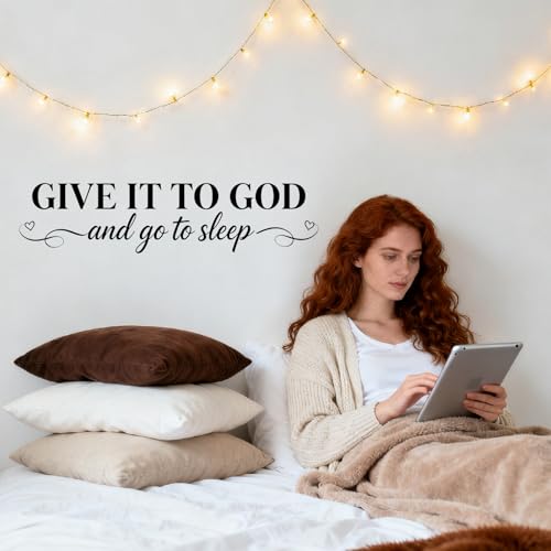 Give It to God Wall Decal God Quotes Wall Decor Stickers Big Black Inspirational Words Self Adhesive Vinyl Removable Modern Aesthetic Design Art for Home Bedroom Living Room God Quote