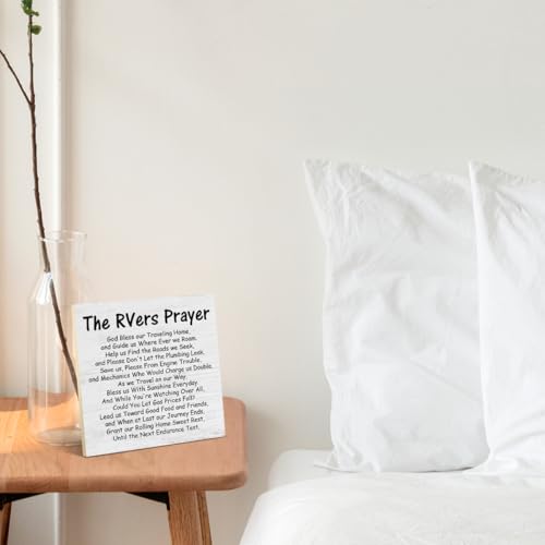 Funny Camping Sign The RVers Prayer Wood Plaque Desk Signs for Home RV Camper RV Motorhome Accessories Decorations Gifts for RV Owners Camping Lover
