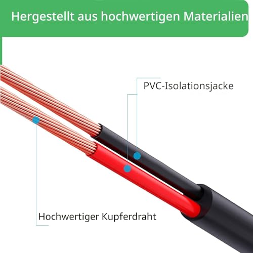 2-Pack 2 m DC Power Extension Cable, Connector 5.5 mm x 2.1 mm, Supports DC 5 V 6 V 9 V 12 V 24 V, for Security Cameras, DVR, Router, Printer, LED Strip, Black