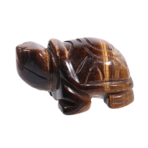 Tiger's Eye Crystal Turtle Figurine 2 Inch – Hand Carved Gemstone Statue for Desk Decor, Luck & Longevity Gift, Feng Shui Home Office Sculpture Tiger's Eye