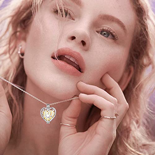 S925 Sterling Silver Cremation Urn Memorial Pendant Necklace Drop Teardrop Heart Cross Cylindrical with Hollow Jewelry Sunflower/Sun and Moon Ashes keepsake