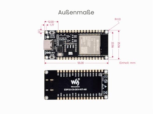ESP32-C6 RISC-V Microcontroller Development Board Integrated WiFi 6, BLE 5 and IEEE 802.15.4 (Zigbee 3.0 & Thread), Adopts ESP32-C6-WROOM-1-N8 Modules, Supports USB and UART Development
