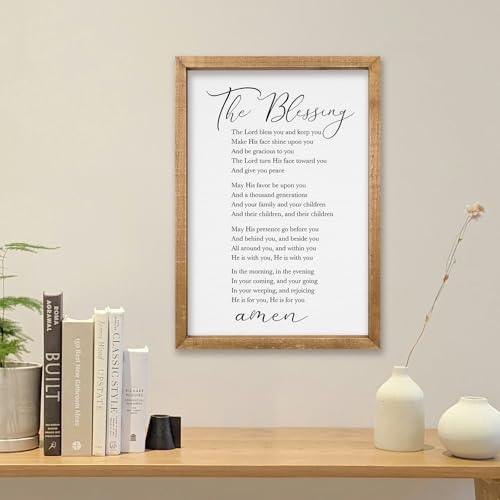 comurdyo The Blessing Bible Verse Wall Art, 16"×11", Wood 16"L x 11"W The Blessing (Wood)