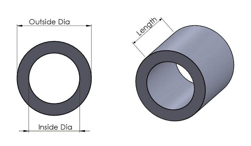 [Australia - AusPower] - Aluminum Spacer 3/4" OD x 3/8" ID x Choose Your Length, Round Spacer Unthreaded Standoff Bushing Plain Finish, Fits Screws Bolts 3/8" or M10 by Metal Spacers Online (2" Length, 5 Pack) 2" Length 