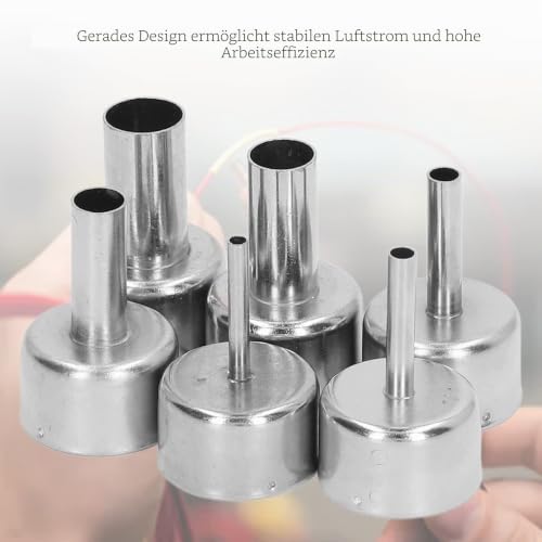 Pack of 6 soldering station nozzle blow soldering accessories mouth tips for hot air attachment hot air for gun nozzle for desoldering air for gun nozzle for gun Tsui kit heat guns