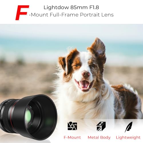 F 85mm f1.8 Portrait Lens - MF for Nikon D850/D750/D500/D7500/D610/D5600/D7200/D7000/D3500/D3400/D3300/D3200/D3100/D5/D6/D810//D7100/D5300/D5100/D800 - Manual Focus DSLR Cameras Lenses(F-Mount) MF 85mm Lens For Nikon F-mount