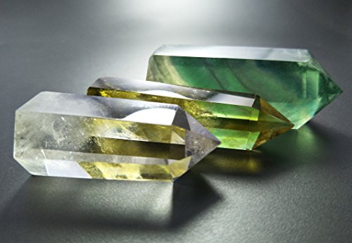 Mina Heal Crystal Wand Set, 3 PCS, Clear Quartz, Yellow Quartz & Fluorite
