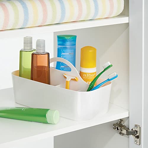 mDesign Bathroom Shower Caddy Tote for Shampoo, Soap, Razors - Medium, White