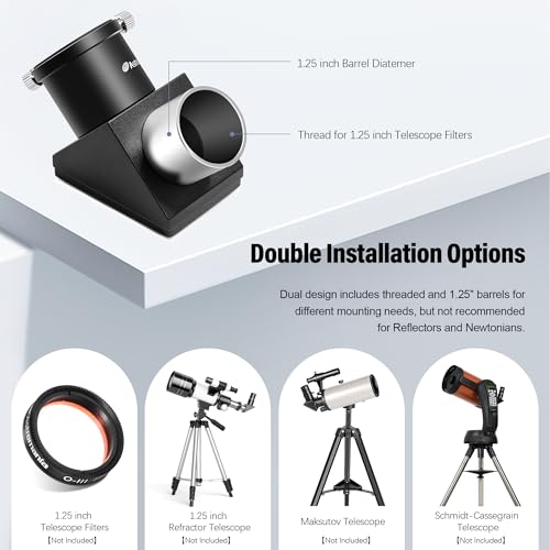 Astromania Telescope Diagonal Erect Image Diagonal Mirror 90 Degree 1.25"