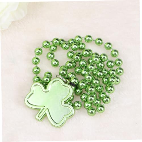 Abaodam 3pcs Lucky Leaf Necklace Beautiful Fashionable Necklace Bead Pendant for Festival St Patrick's Day Parade Green Beads and Four Leaf Leaflet Design