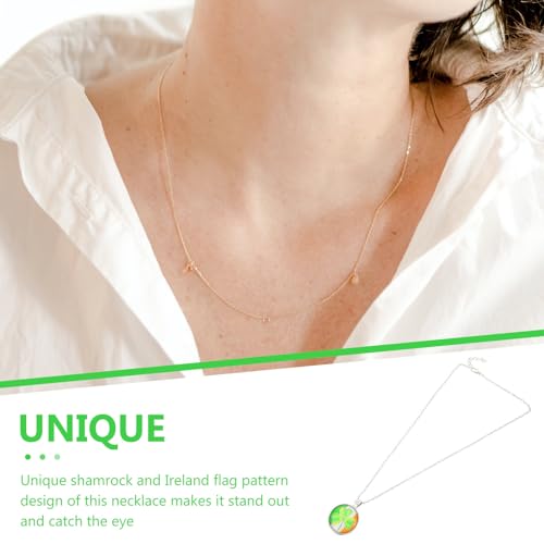 Ipetboom Four Leaf Clover Pendant Necklace for Women, St Patrick’s Day Irish Shamrock Jewelry, Crystal Glass Dainty Sweater Chain Necklace, Holiday Accessory for Teens and Adults