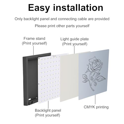 5pcs CMYK LED Backlight Board for Bambu Lab, 15.5x12cm/6.1x4.72 Inch Led Backlight Board with Power Cord Replacement PCB Accessories Compatible with Bambu Lab 3D Printer