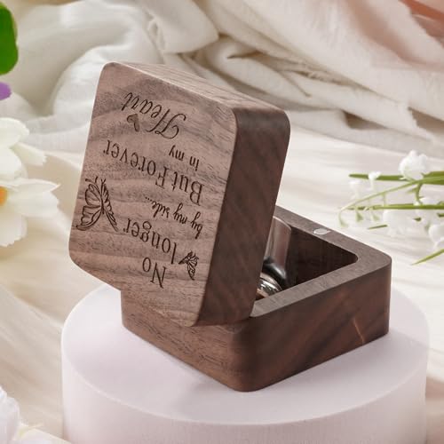 SOITIS Wooden Box for Ashes Glass Small Urn for Human Ashes Keepsake Wings White
