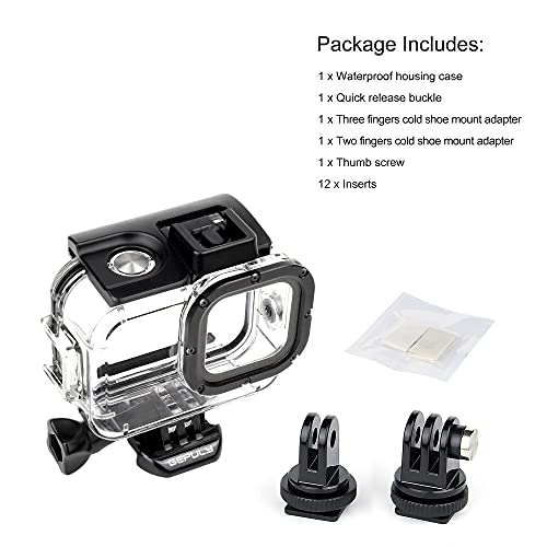 GEPULY Waterproof Housing Case with 2-Pack Backdoors Waterproof+Skeleton Cover for GoPro Hero 9 10 11 12 13 Black