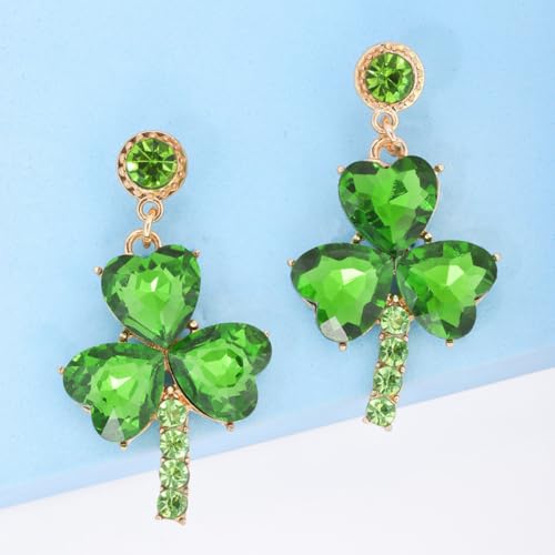 POPETPOP 1 Pair St Patrick's Day Earrings Green Shamrock Alloy Dangle Earrings Symbolizing Luck with Elegant Design for Women and Party Accessories
