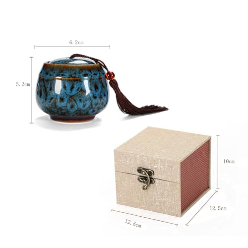 Keepsake Urns Ashes Small Boxes, Mini Funeral Cremation Urns - Fits a Small Amount of Cremated Remains - Display Burial at Home or Office Decor (Blue Ocean, Hand Ceramics
