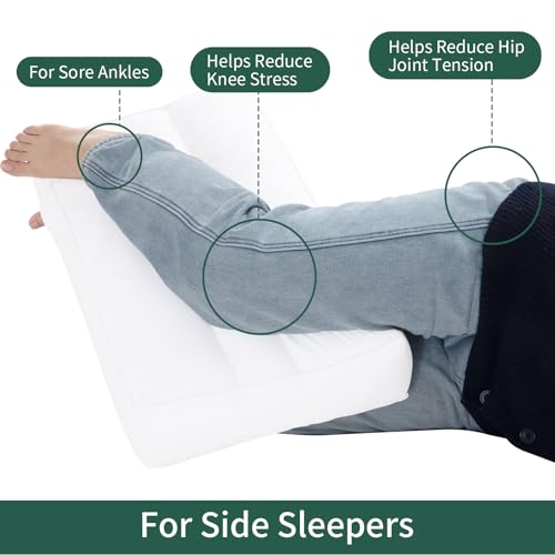 MABOZOO Knee Pillow for Side Sleepers Hip Pain,Between & Under Leg Pillows for Sleeping Side Sleeper,Down Alternative Pillow for Knee & Ankle Support,Sciatica & Back Pain Relief,Pregnancy Support New White 3 inch Thickness(13x26 in)