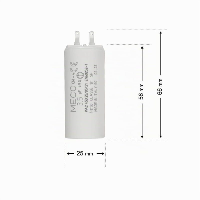 Capacitor 3.5 µF Especially for Somfy Roller Shutters 10 Nm with Small Connection 2.8 mm