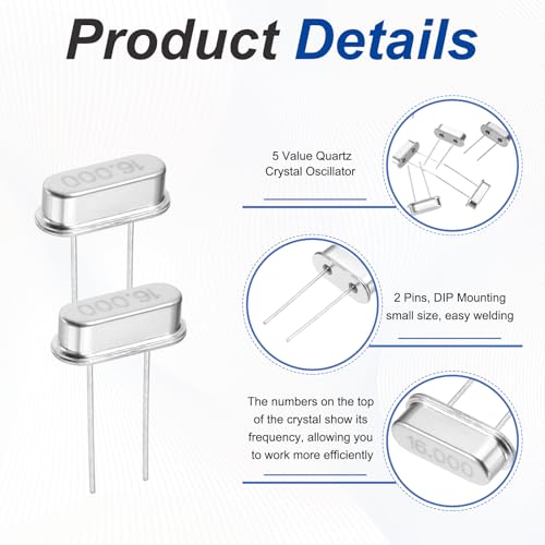 sourcing map 10Pcs Quartz Crystal Oscillator 16MHz DIP 2 Pin 10