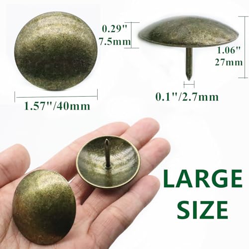 QYIMLI 1.5-inch antique bronze round clavos decorative tacks for rustic wood doors, shutters, gates, and furniture