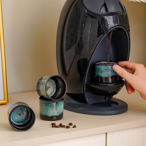 Espresso Cups Set of 2, Ceramic Espresso Cups, Expresso Shots Cups, 2.5oz Tea Cups, Demitasse Cups (4, full magic/full magic blue) 4